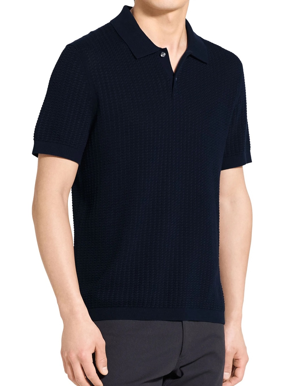 New Theory Men's Dark Navy Short-Sleeve Knit Polo